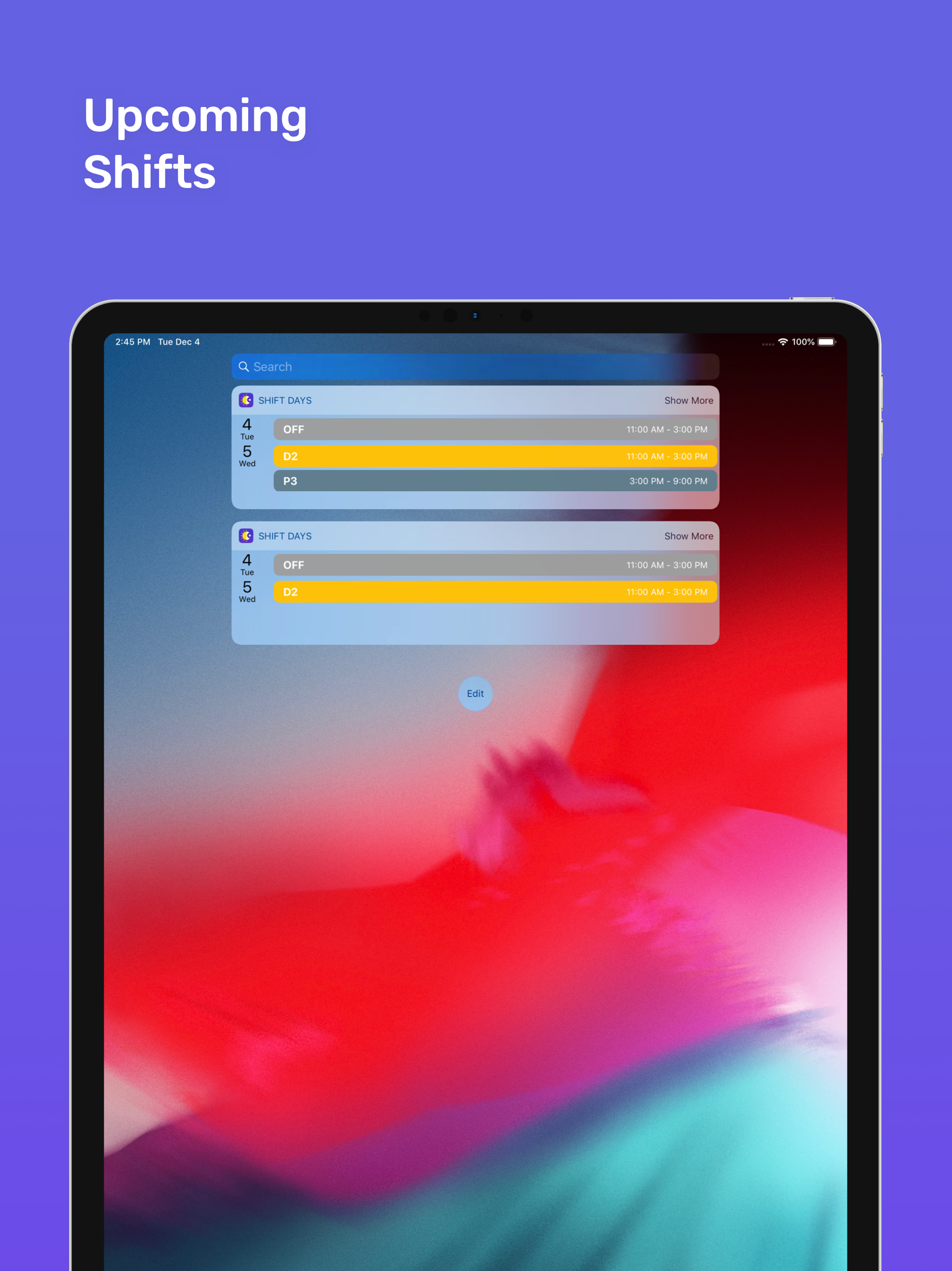 Shift Day Work Calendar: Spoke