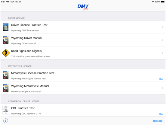 Wyoming DMV Test Prep iPad screenshot 1 - Education app