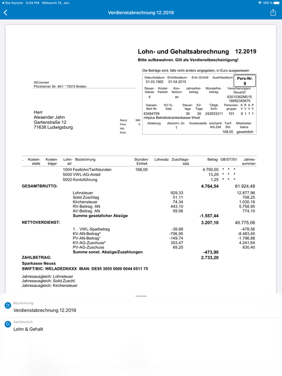 Screenshot #4 pour ADDISON OneClick Lohnordner