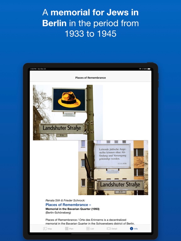 Places of Remembrance – Berlin iPad screenshot 1 - Education app