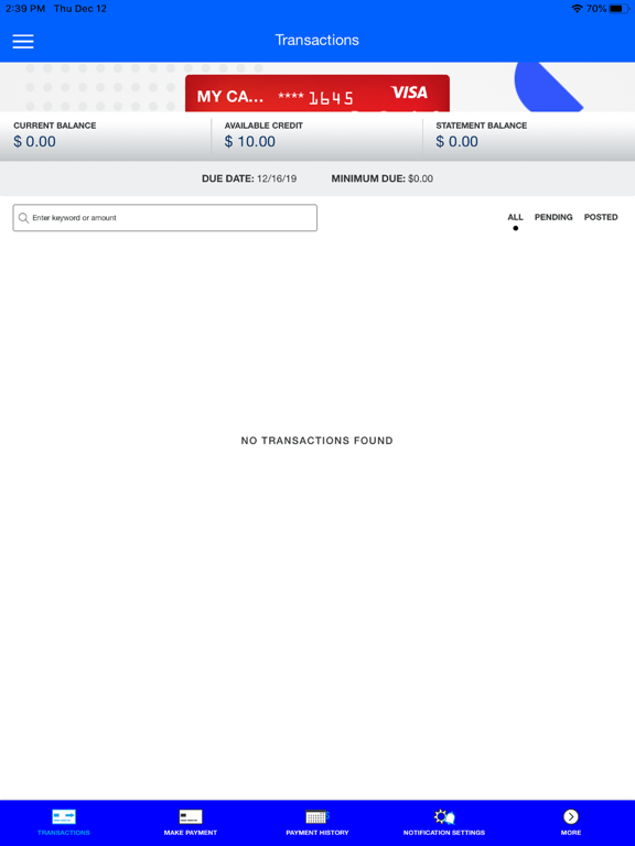 La Capitol FCU Card Manager iPad screenshot
