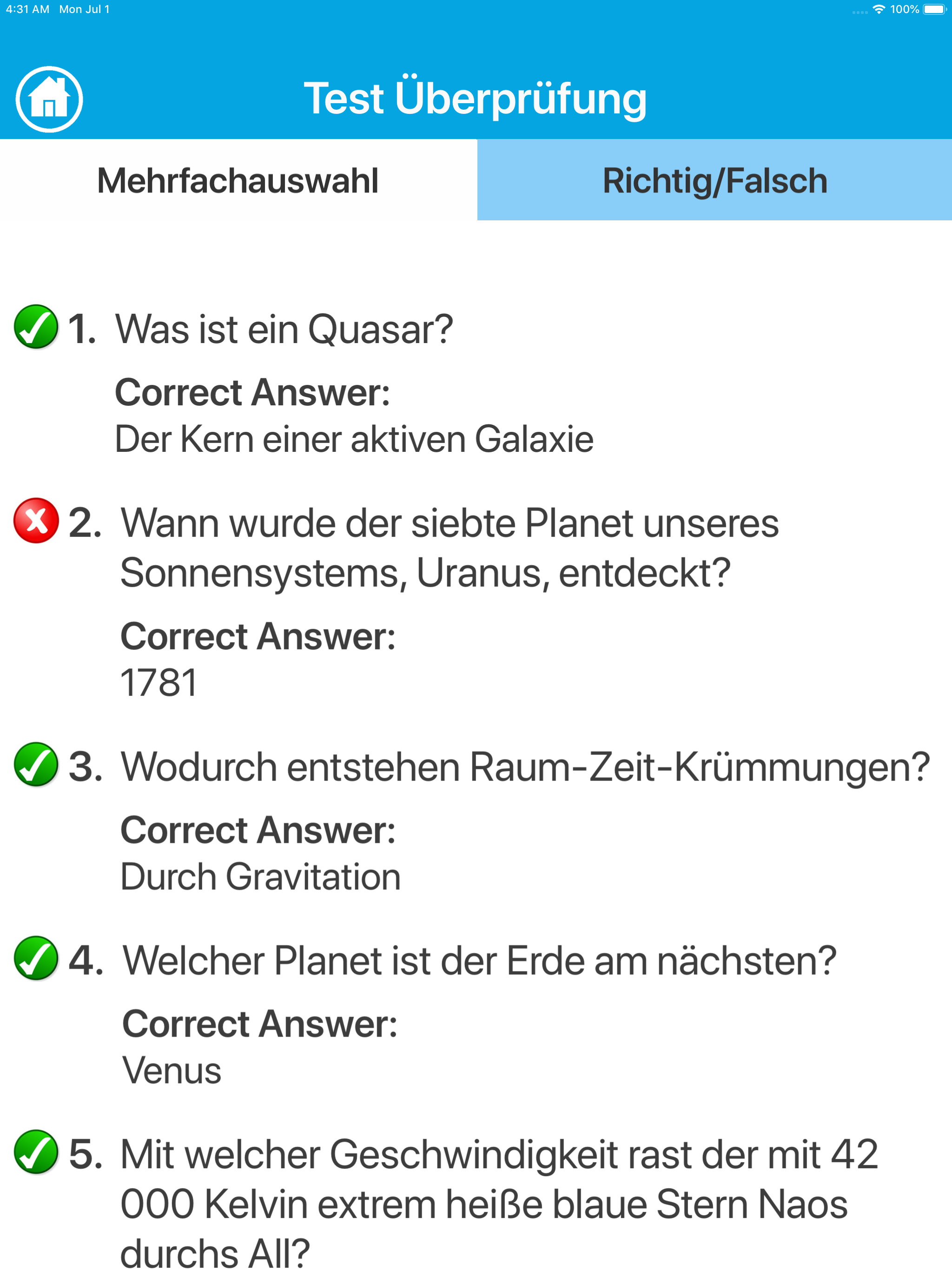 Die Astronomie Quiz screenshot 8