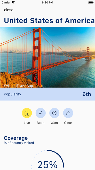 Visited: Travel Map With Lists Screenshot