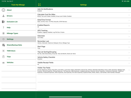 Track My Mileage iPad screenshot 7 - Utilities app