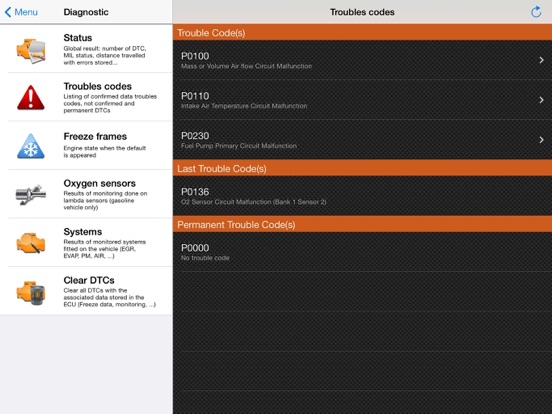 EOBD Facile: OBD 2 Car Scanner iPad screenshot 2 - Productivity app