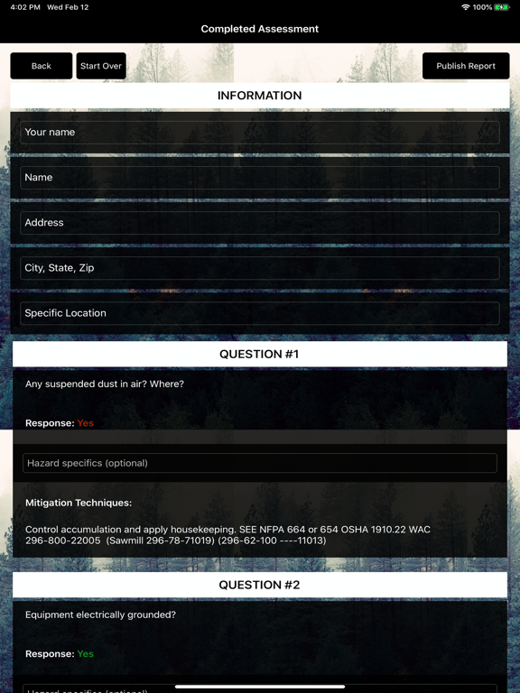 Combustible Dust Assessment iPad screenshot