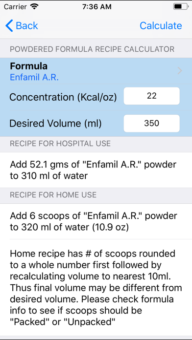 Infant Nutrition Calculator screenshot 4