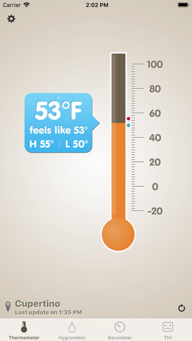 Thermo-Hygrometer (Barometer, Feels Like Temperature, THI) screenshot 1