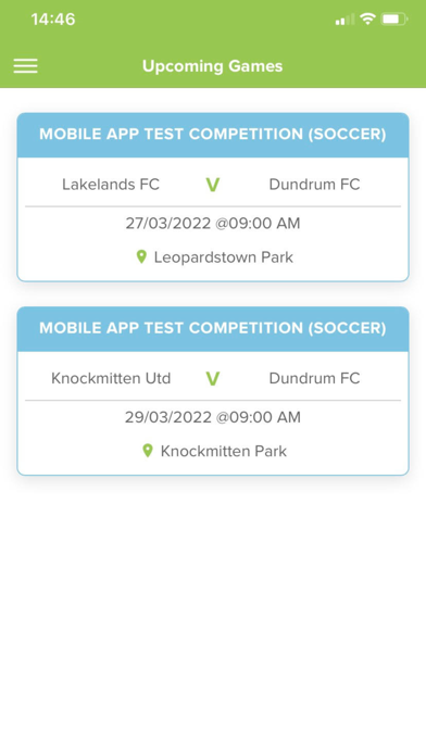 SportLoMo Game Management Screenshot