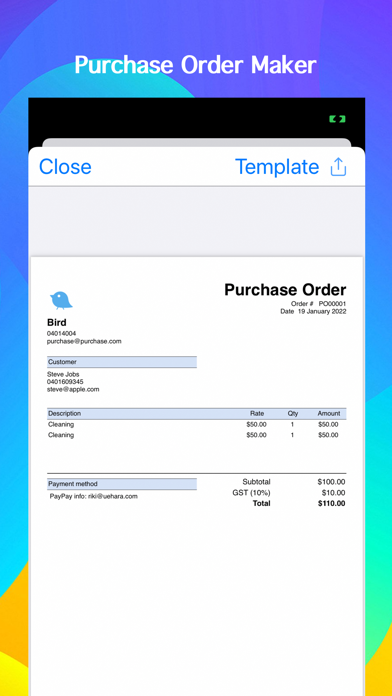 Purchase Order Maker PRO Screenshot