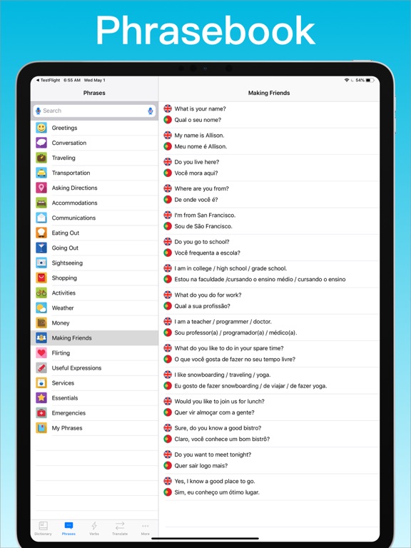 Portuguese Translator + iPad screenshot