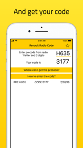 Radio Code for Renault Stereo screenshot