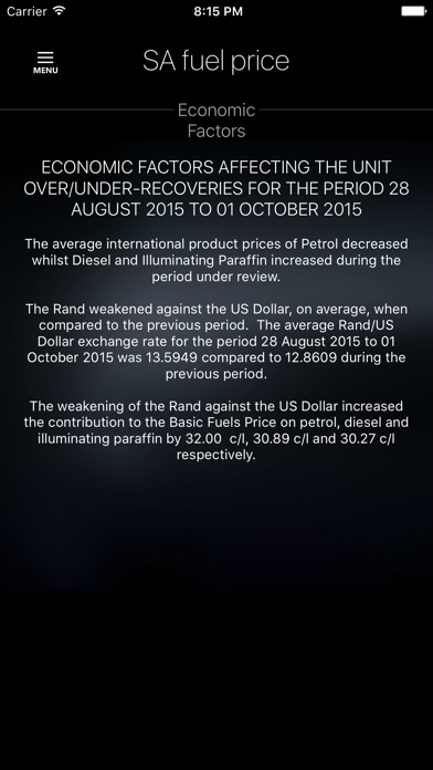 SA Fuel Price Screenshot