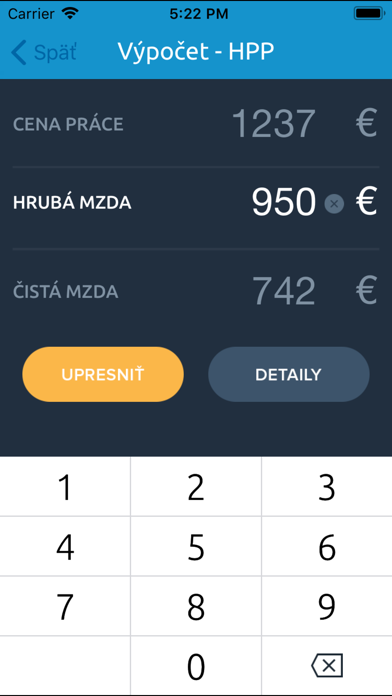 Mzdová kalkulačka Screenshot