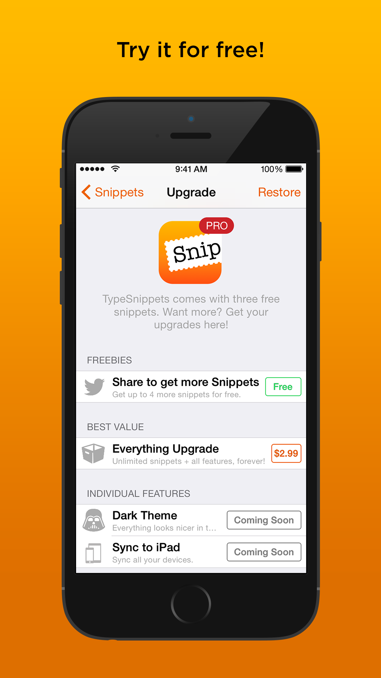 TypeSnippets — The Keyboard that types for You. screenshot 4