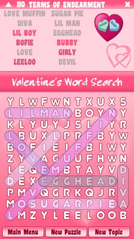 Valentine's Day Word Searchのおすすめ画像1