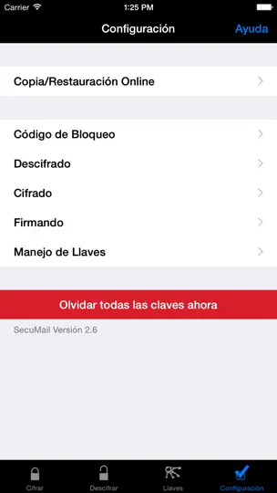 Captura de pantalla de SecuMail en iPhone 3
