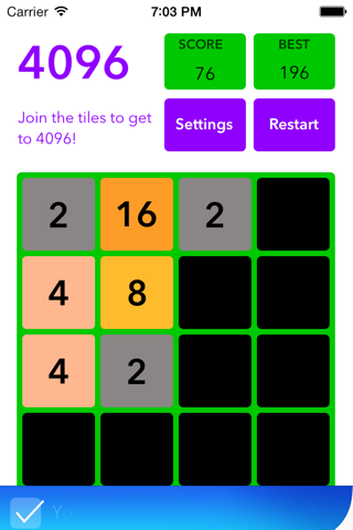 4096 slider puzzle - match adjacent numbers to make tile like 2048 screenshot 2