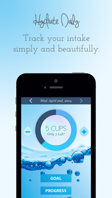 Hydrate Daily - Water Log Tracker & Reminders iPhone screenshot