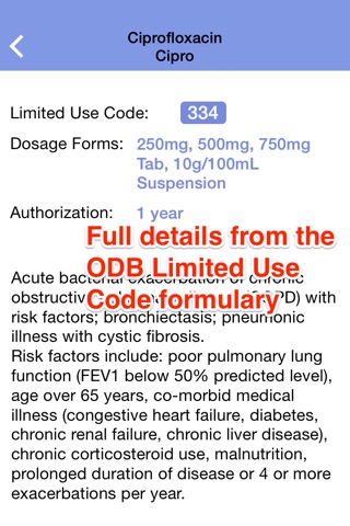 ODB Limited Use Codes screenshot 4