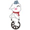 To clockwork new year goat,red face goat riding a unicycle before the trip across the river
