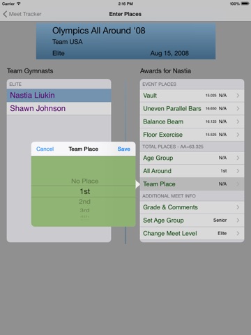 Gymnastics Meet Tracker HD screenshot 4