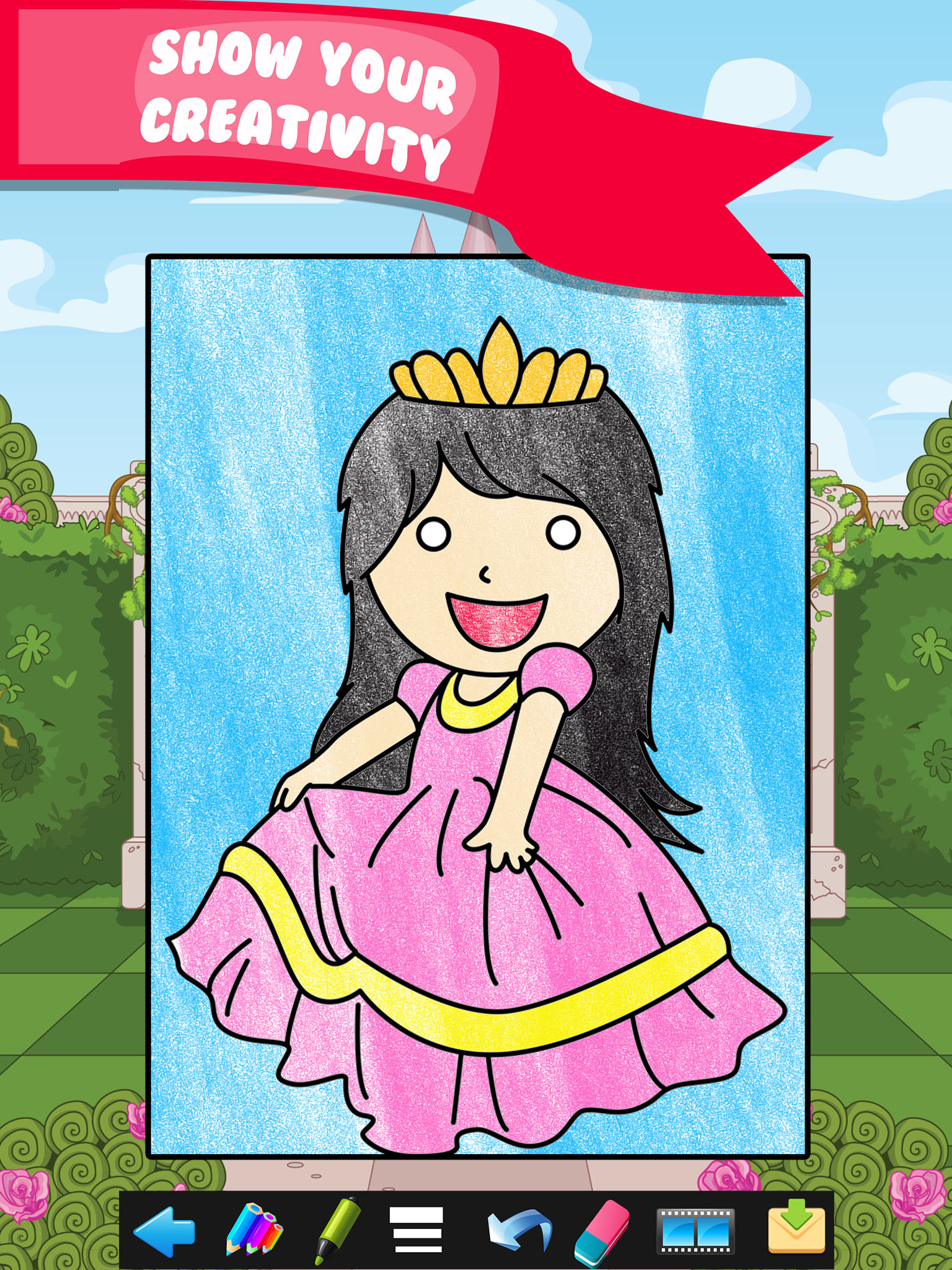 Princess Coloring Book Drawing Doodle - Draw Game for Toddler Preschool Kids! screenshot 5