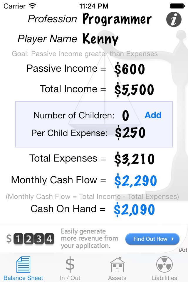 Cashflow Balance Sheet screenshot 2