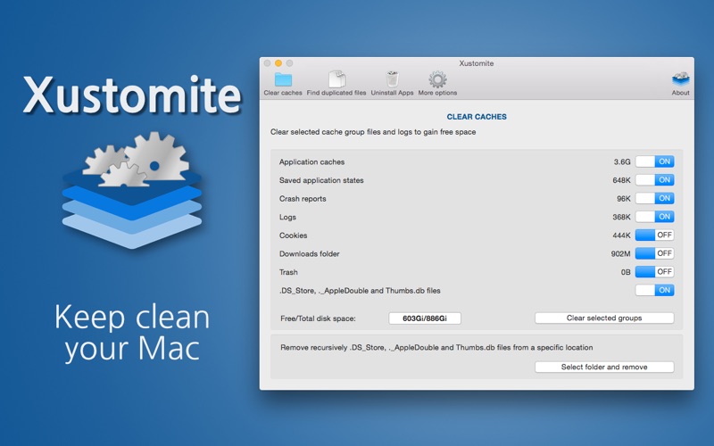 Screenshot #1 pour Xustomite - Disk cleanup tool, find duplicated files, uninstall apps and more