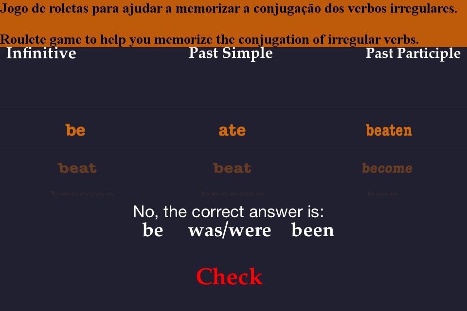 iRRegular Verbs - Português Inglês - English Portuguese Free screenshot 2