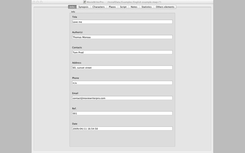 MovieWriterPro screenshot
