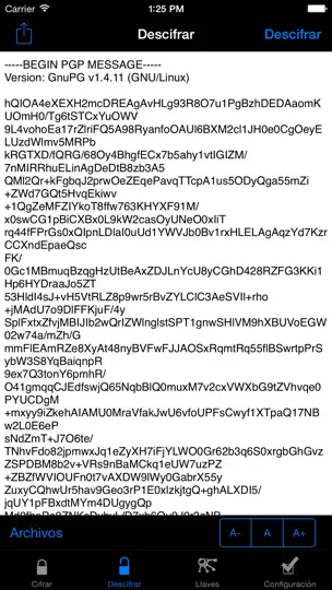 Captura de pantalla de SecuMail en iPhone 1