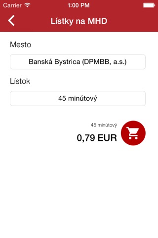 SMS platby - MHD, parkovne screenshot 2