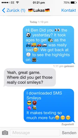 Screenshot von SMS Smileys auf dem iPhone 2