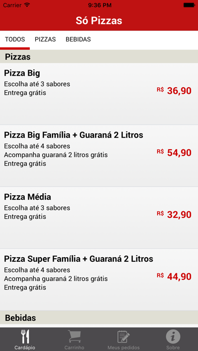 Screenshot #1 pour Só Pizzas - Delivery
