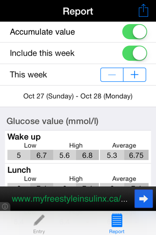 Blood Sugar - Glucose log, report, reminder, weekly average, high / low at a glance screenshot 3