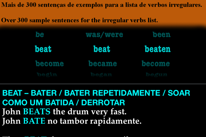 iRRegular Verbs - Português Inglês - English Portuguese Free