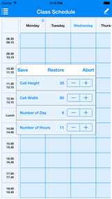 Class Schedule screenshot