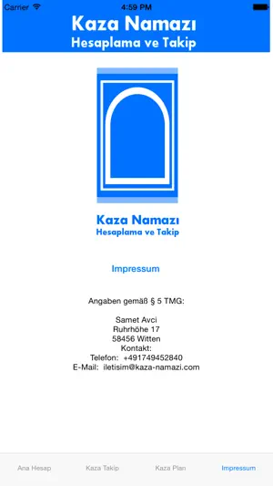 Kaza Namazı Hesaplama ve Takip screenshot 2