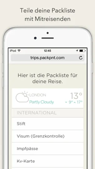 Screenshot von PackPoint Reisebegleiter auf dem iPhone 4