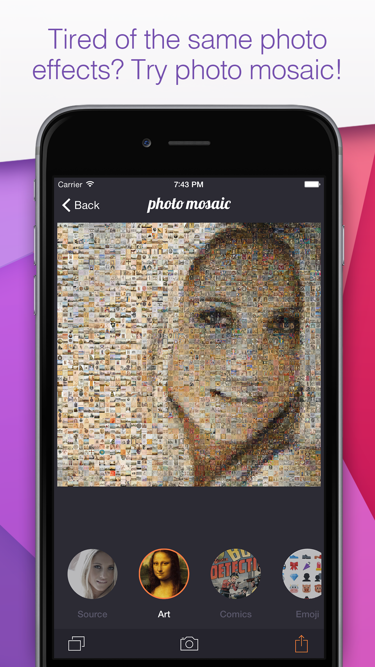 Photo Mosaic - touch and turn your selfie into a masterpiece and create amazing mosaics screenshot 3
