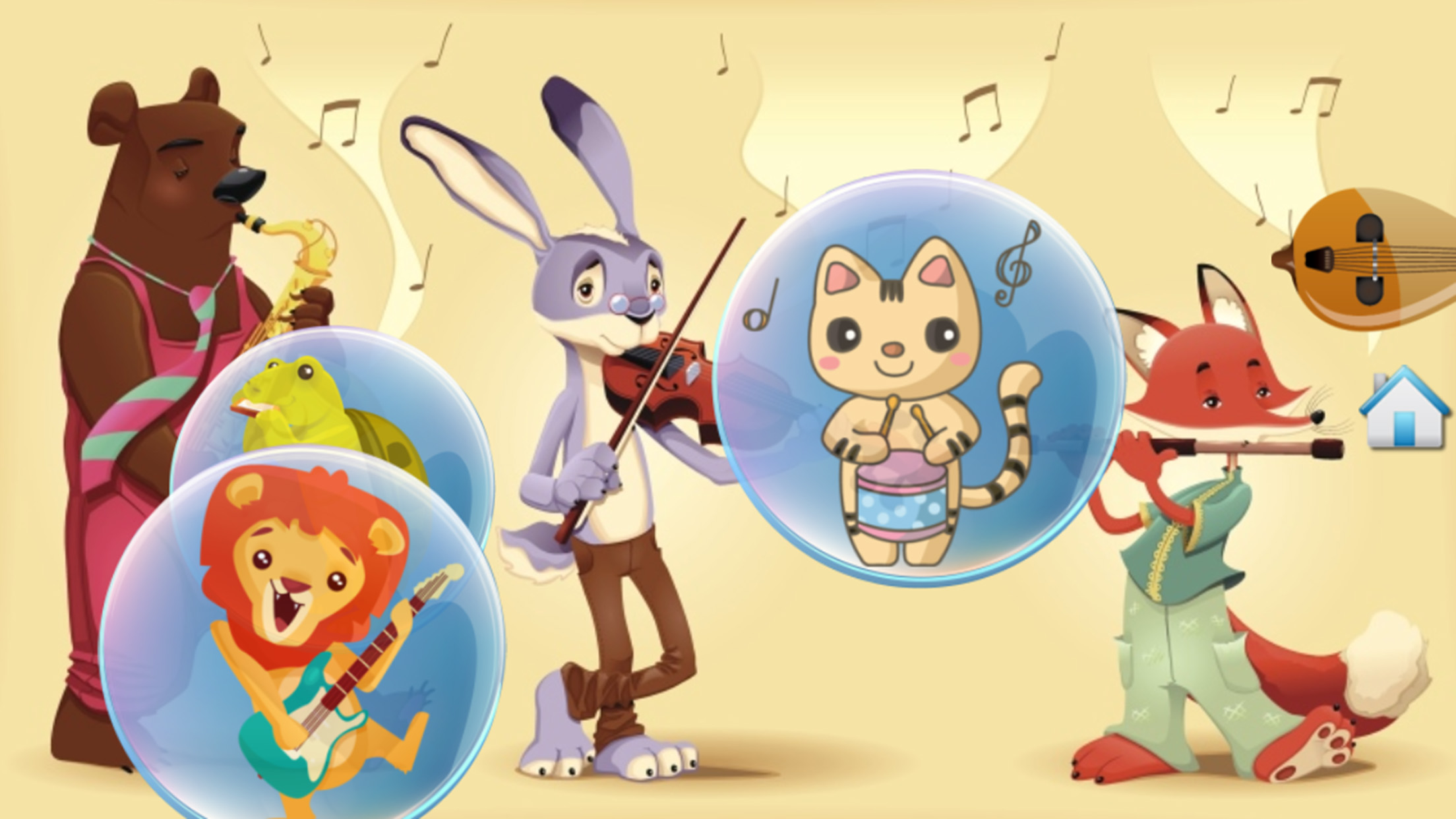 Music Bubbles for Toddlers and Kids : Musical Instruments and sounds ! FREE