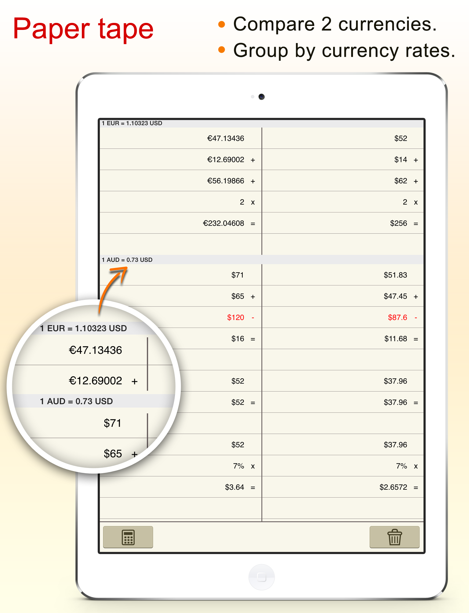 CurrencyCal - currency & exchange rates converter + calculator for travel.er