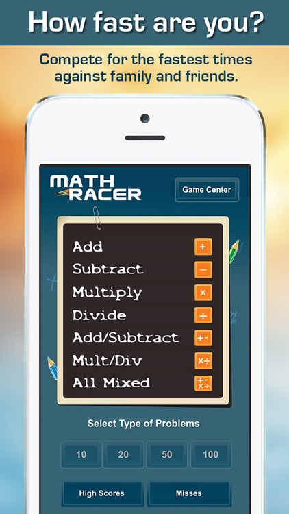 Math Racer 3.0 - Addition, Subtraction, Multiplication and Division Tables Speed Game screenshot-0