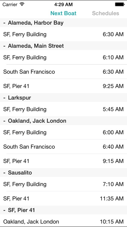 SF Bay Ferry Times