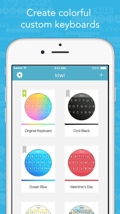 Screenshot 1 of Kiwi - Colorful, Custom Keyboard Designer with Emoji for iOS 8 App