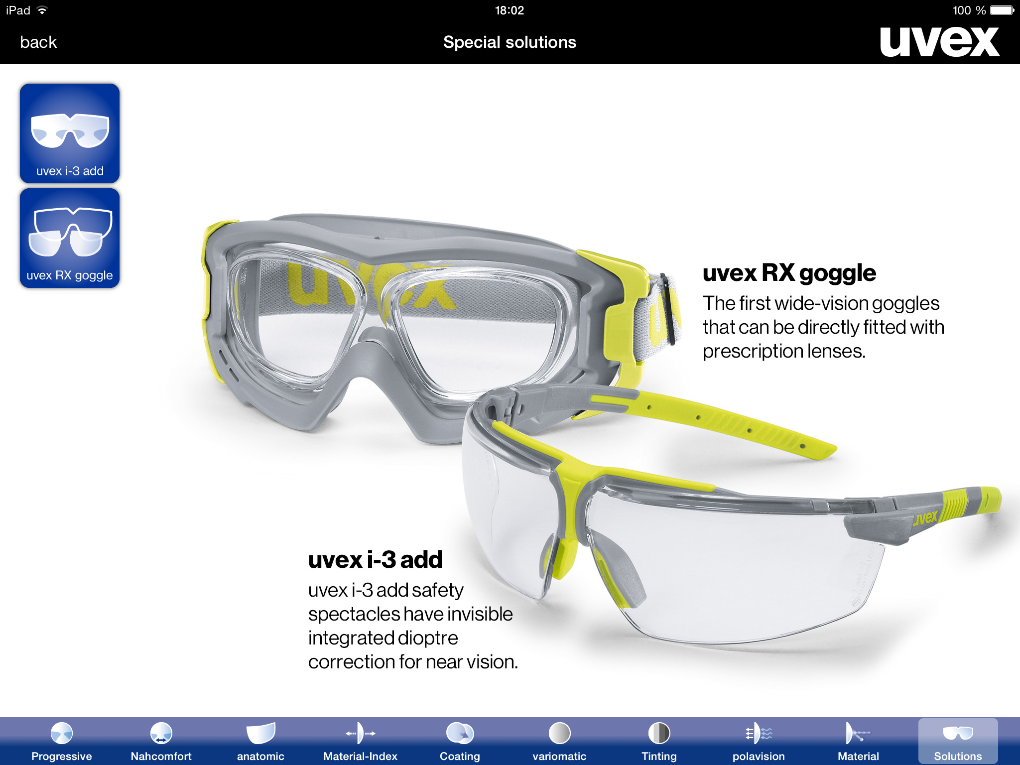 uvex RX App – guidance tool for uvex prescription safety spectacles screenshot 5