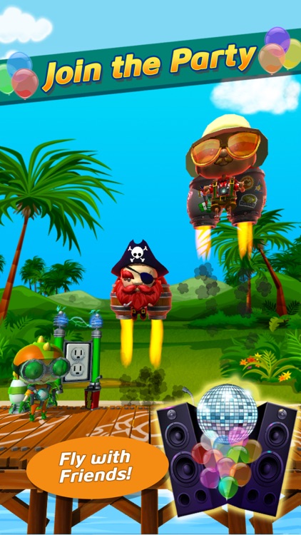 Jetpack Party – Fly, collect gas, & rescue friends for an island party: Play free fun family flying games