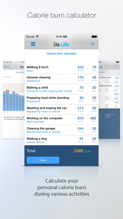 DiaLife - calorie counter, calorie burn, glycemic index, weight tracking screenshot-3