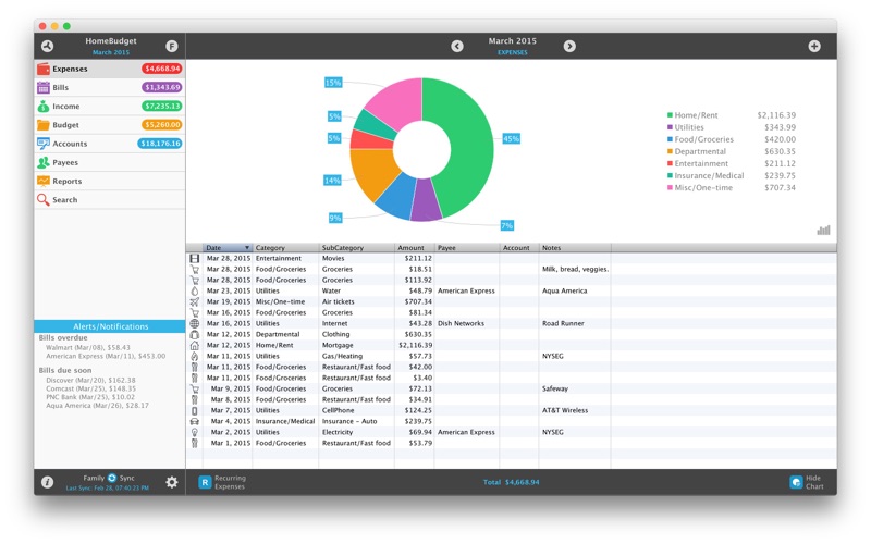 Screenshot #1 pour HomeBudget with Sync